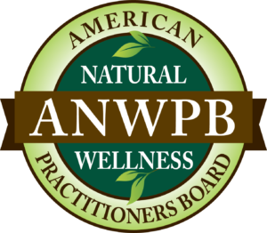 ANWPB accreditation badge in green and gold displaying the American Natural Wellness Practitioners Board seal.