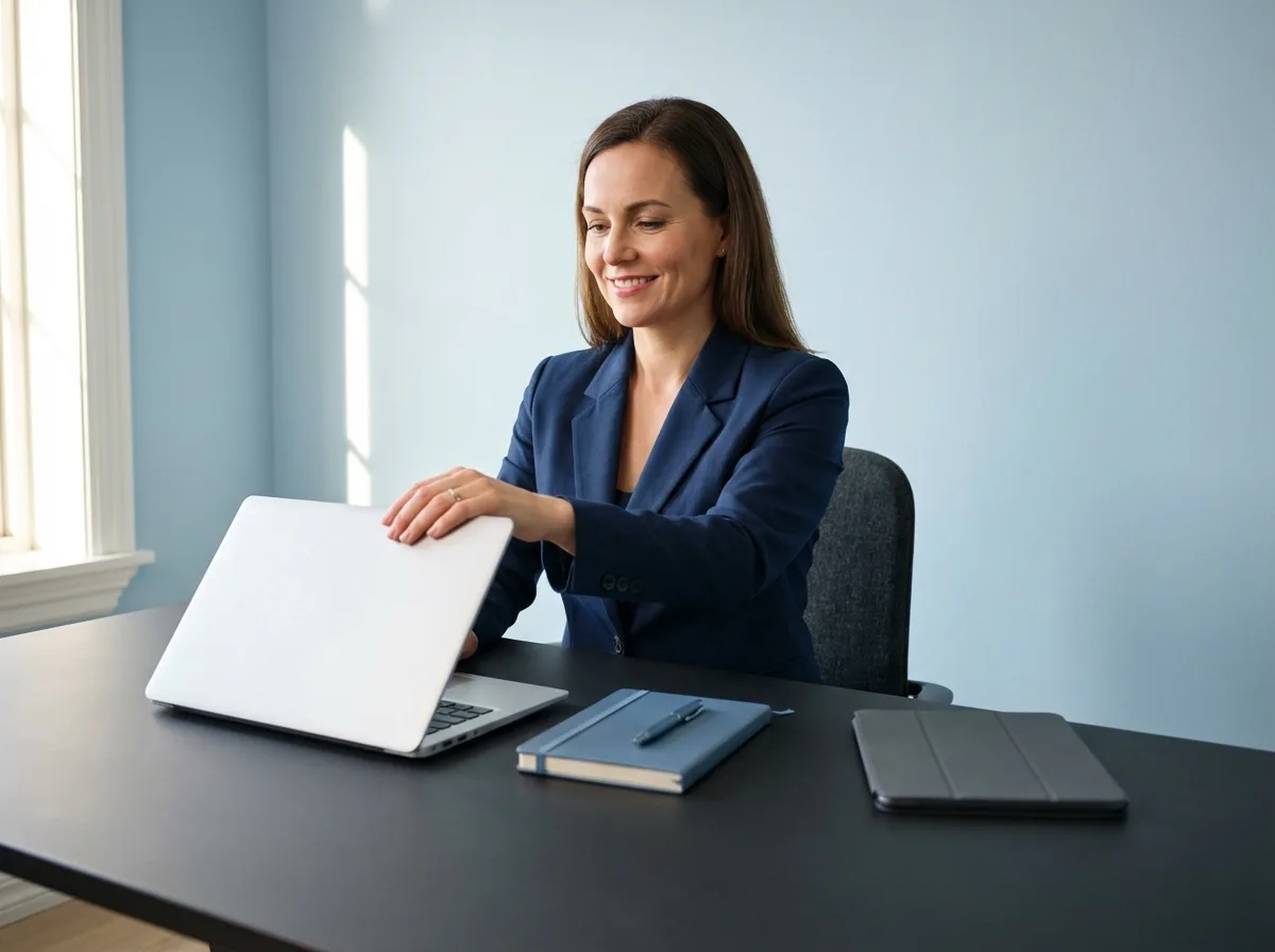 Professional Health Coach Preparing for Session health coach preparing for client session at desk